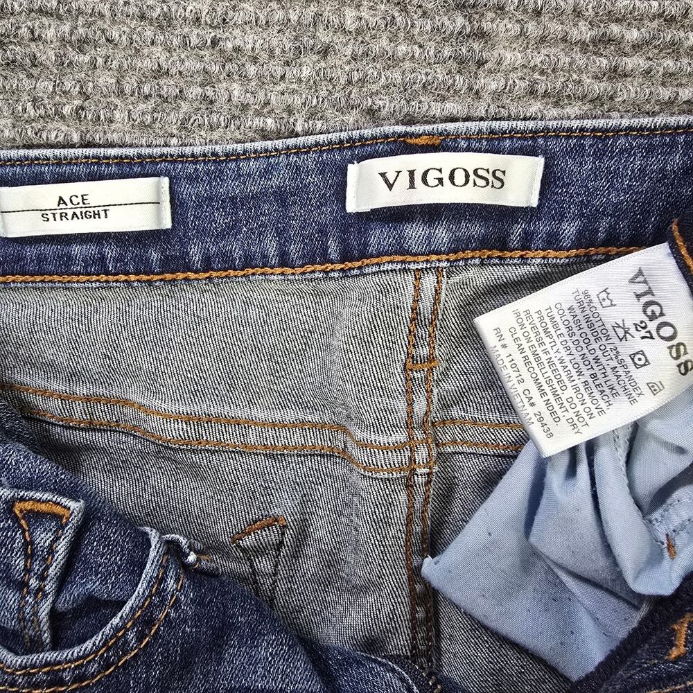 Vigoss Ace Straight Jeans Womens 27x30 Blue Mid Rise Stretch Denim - Picture 3 of 8